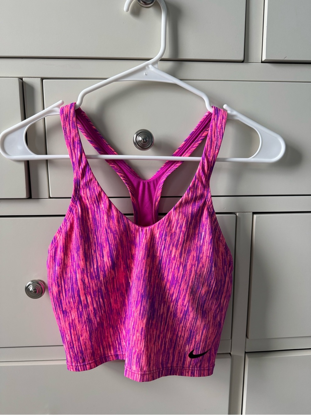 Nike Women’s Pink Patterned Swim Crop Top